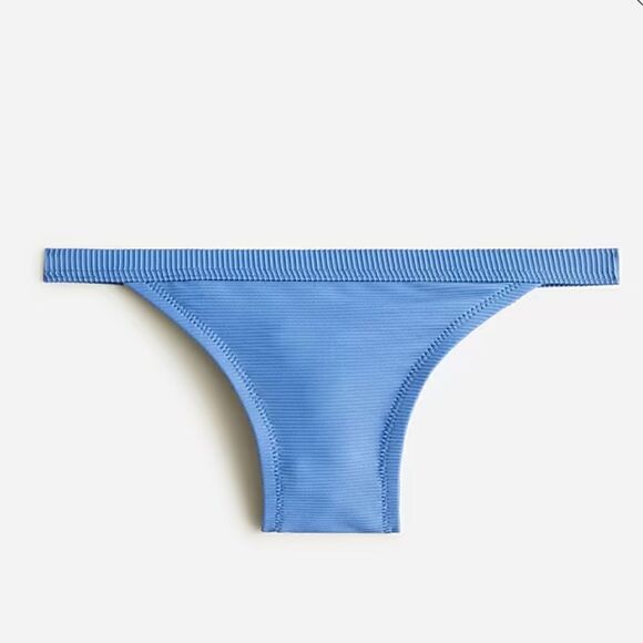 New J.Crew Ribbed-Trim Hipster Full-Coverage Bikini Bottom in Blue NWT - Picture 1 of 12